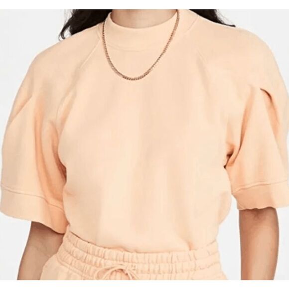 NEW! AGOLDE The Round Shoulder Sweatshirt in Sherbert Mock Neck Short Sleeve Siz - Picture 1 of 9